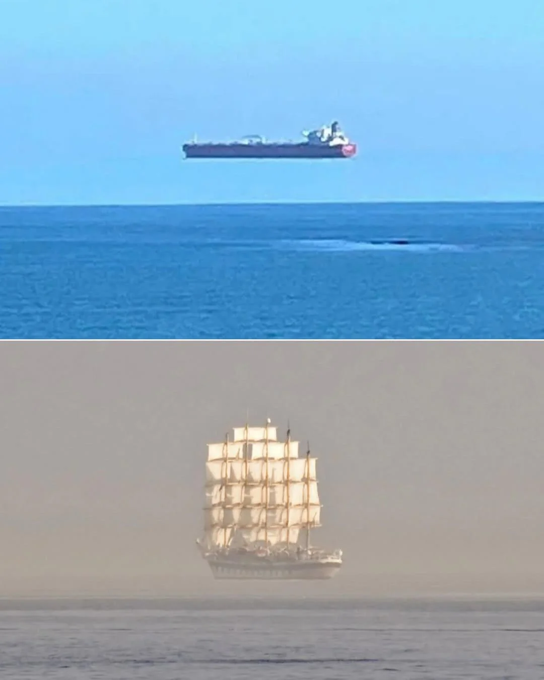 Эффект Фата-Морганы может создать впечатление, что лодки плывут по ...