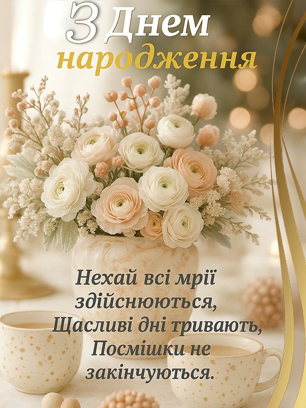 З днем народження. Листівка - привітання №2334.