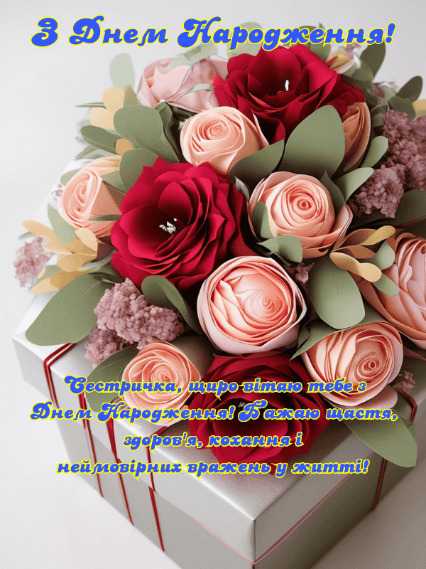 Привітання з Днем Народження сестрі українською мовою, листівки, у ...
